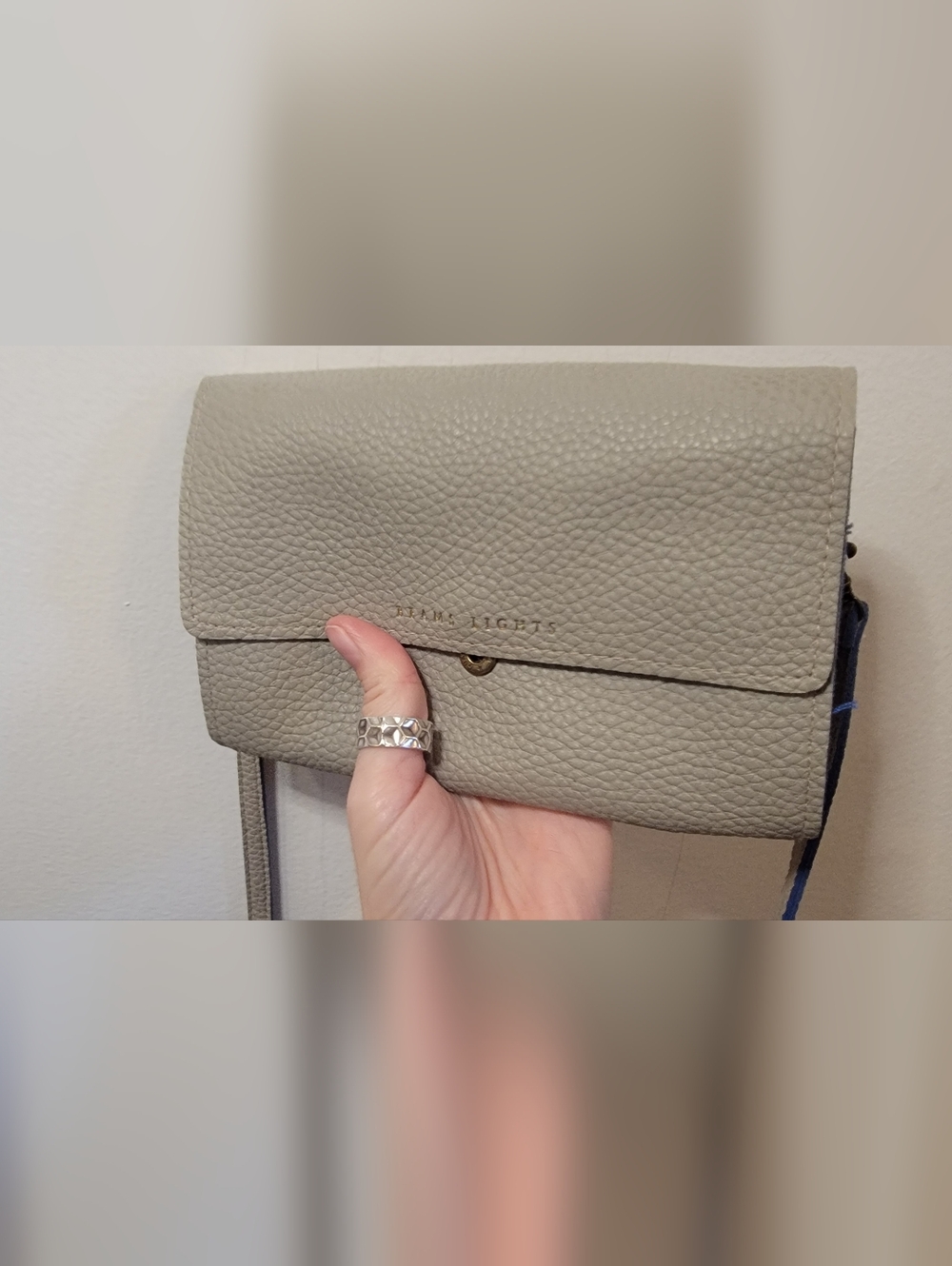 Grey Beams Lights Leather Crossbody Wallet - Grey Taupe